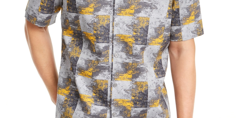 Camisa estampada masculina Alfani cinza tamanho XXX-G