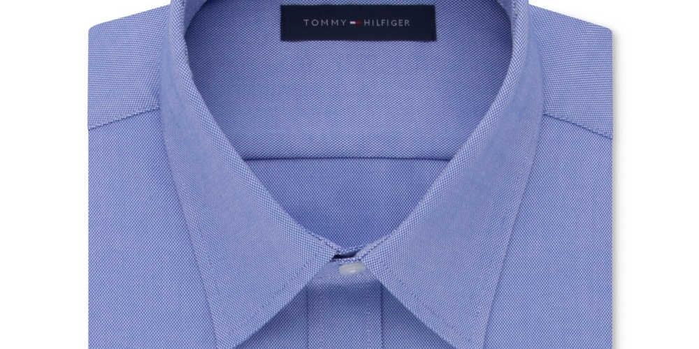 Camisa social masculina Tommy Hilfiger com gola azul, tamanho 15,5 x 34-35
