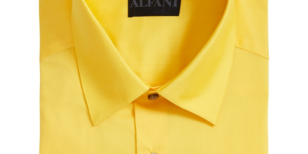 Camisa social masculina Alfani Stretch Performance amarela tamanho 16x34-35
