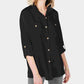 Camisa utilitária feminina Charter Club, preta, tamanho médio
