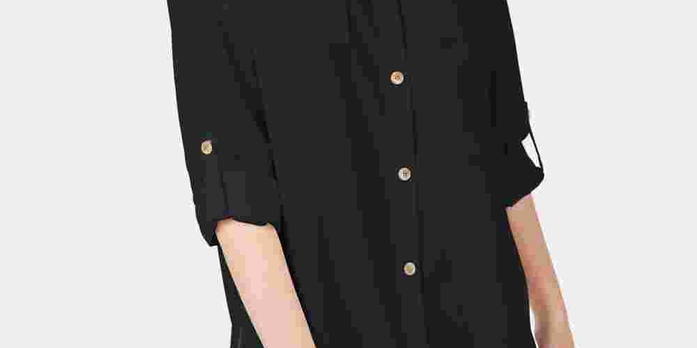 Camisa utilitária feminina Charter Club, preta, tamanho médio