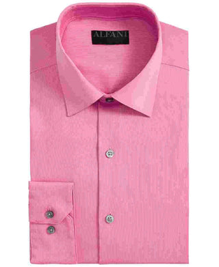 Camisa social masculina Alfani com gola pontiaguda e ajuste clássico, rosa, tamanho 17,5 x 32 x 33