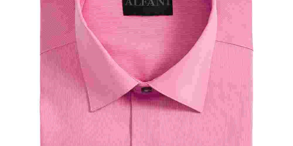 Camisa social masculina Alfani com gola pontiaguda e ajuste clássico, rosa, tamanho 17,5 x 32 x 33