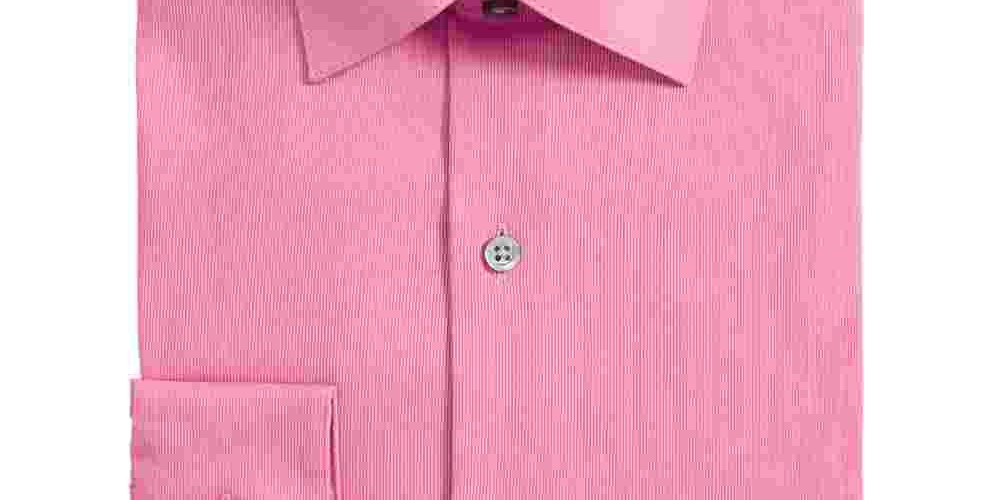 Camisa social masculina Alfani com gola pontiaguda e ajuste clássico, rosa, tamanho 17,5 x 32 x 33