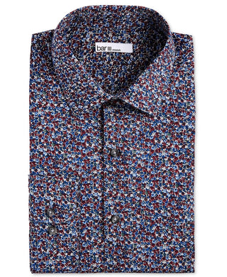 Camisa social masculina Bar III com gola azul, tamanho 14,5 x 32 x 33
