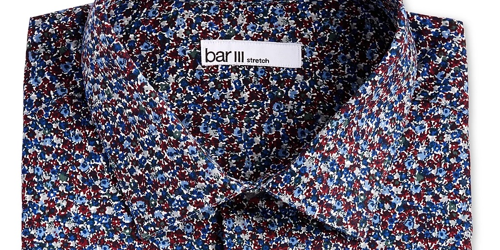 Camisa social masculina Bar III com gola azul, tamanho 14,5 x 32 x 33