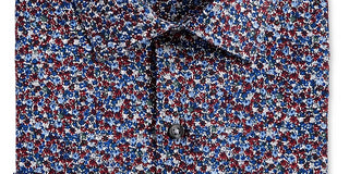 Camisa social masculina Bar III com gola azul, tamanho 14,5 x 32 x 33