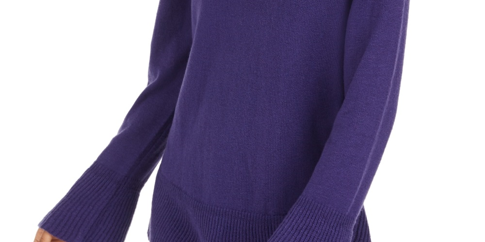 Suéter de malha com babados e bainha plissada feminino Style &amp; Co, roxo, tamanho pequeno