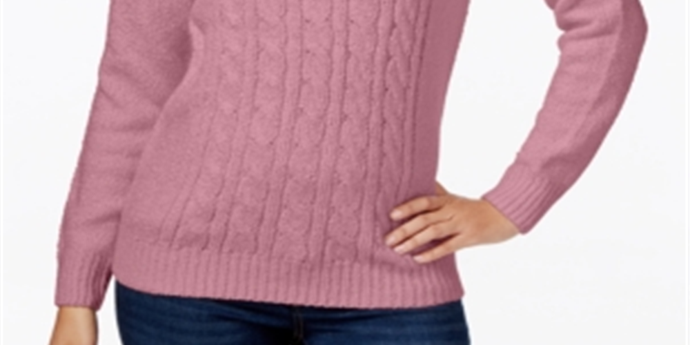 Karen Scott Suéter Feminino de Tricô com Cabo Mellow Rose Tamanho Pequeno GG