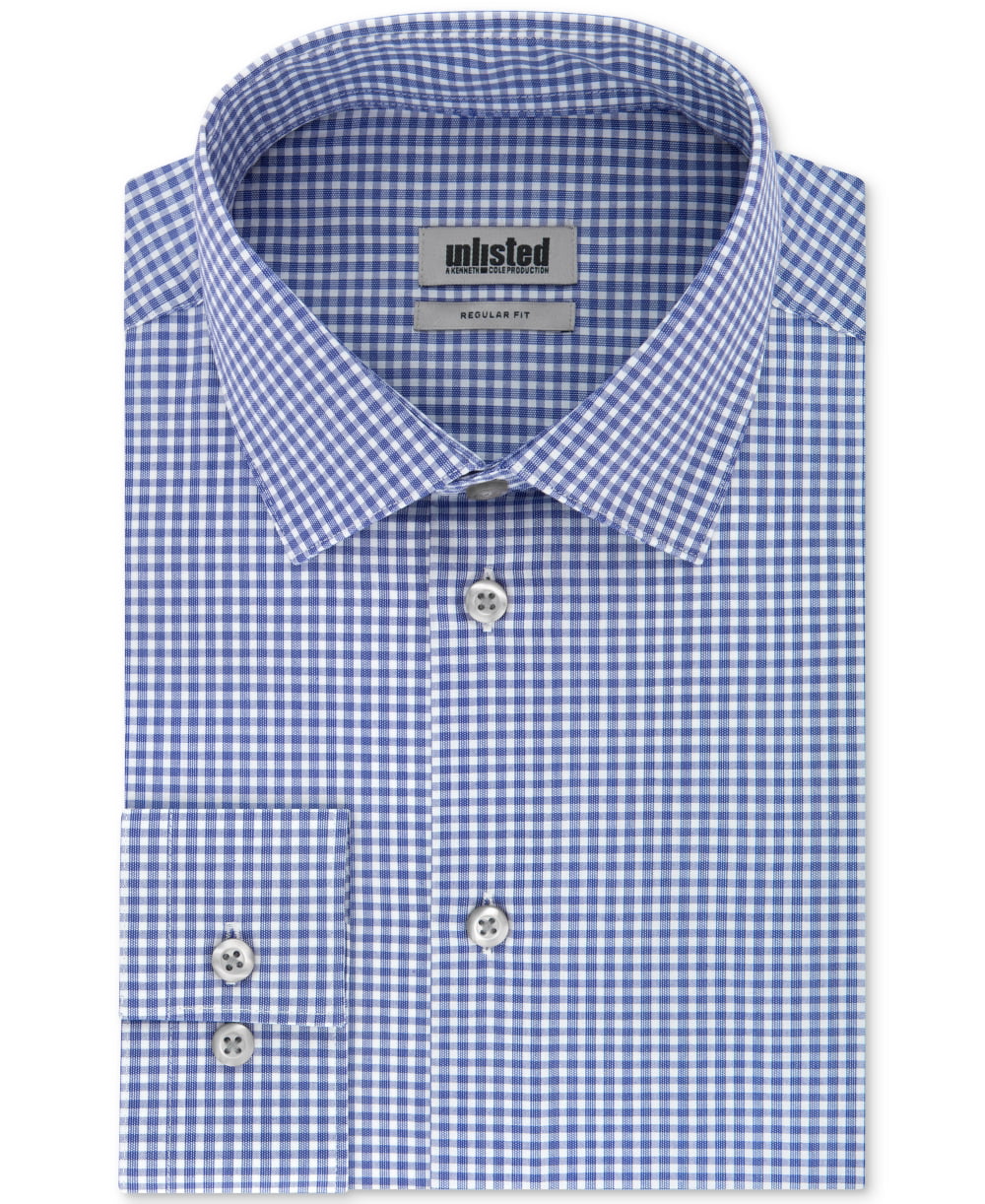 Camisa social masculina xadrez Kenneth Cole, lavável à máquina, azul, tamanho 18 18/5