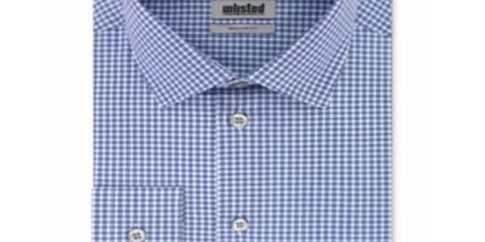 Camisa social masculina xadrez Kenneth Cole, lavável à máquina, azul, tamanho 18 18/5
