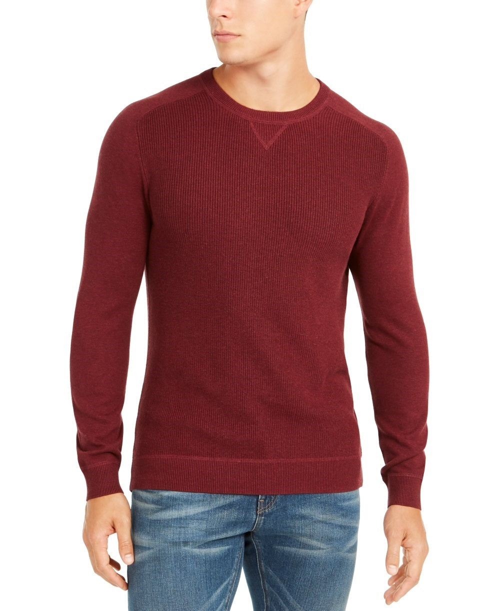 Suéter masculino de gola redonda de algodão Pima Club Room, vermelho, tamanho XX-G