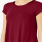 Camiseta feminina Alfani com acabamento em cetim, comprimento alto e baixo, marrom, tamanho pequeno GG