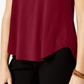 Camiseta feminina Alfani com acabamento em cetim, comprimento alto e baixo, marrom, tamanho pequeno GG