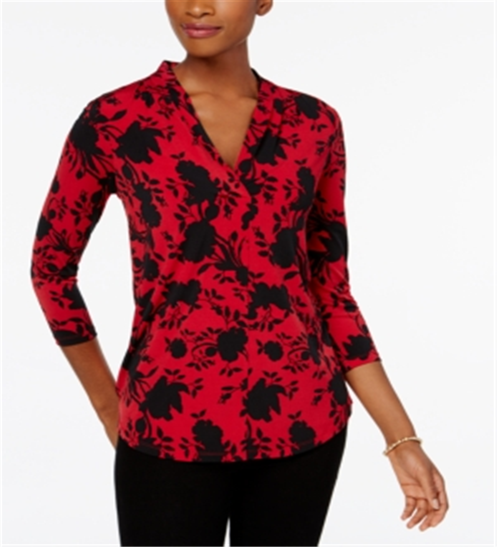 Top estampado feminino Charter Club rosa - tamanho pequeno GG