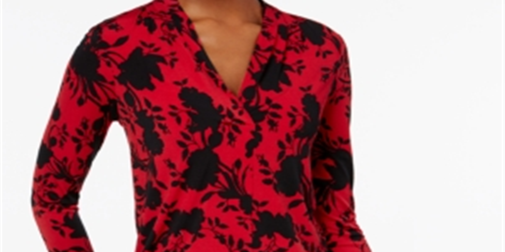 Top estampado feminino Charter Club rosa - tamanho pequeno GG