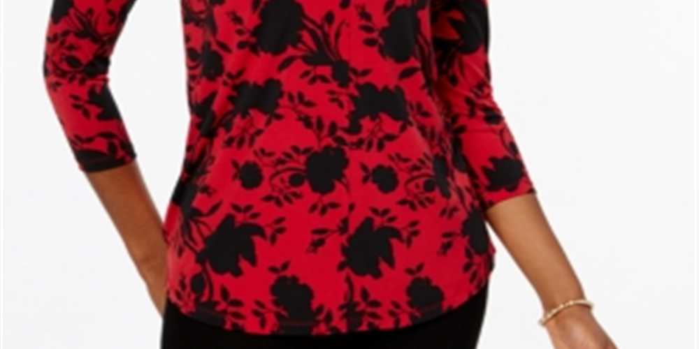 Top estampado feminino Charter Club rosa - tamanho pequeno GG