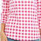 Charter Club Blusa feminina de algodão com estampa xadrez e gola canoa, rosa, tamanho pequeno