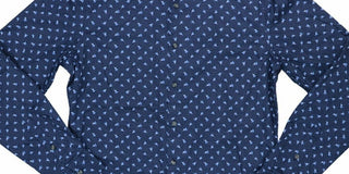 Camisa casual masculina estampada Bar III com botões, azul, tamanho P