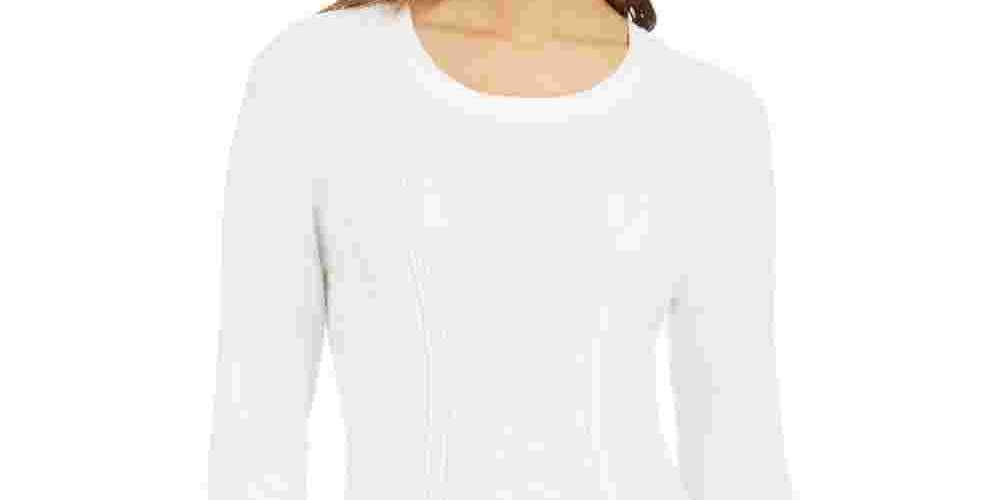 Suéter feminino de ponto misto Style &amp; Co, branco, tamanho grande