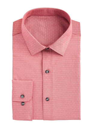 Camisa social masculina Bar III de algodão com gola de bolinhas e ajuste clássico, vermelha, tamanho 16-16,5