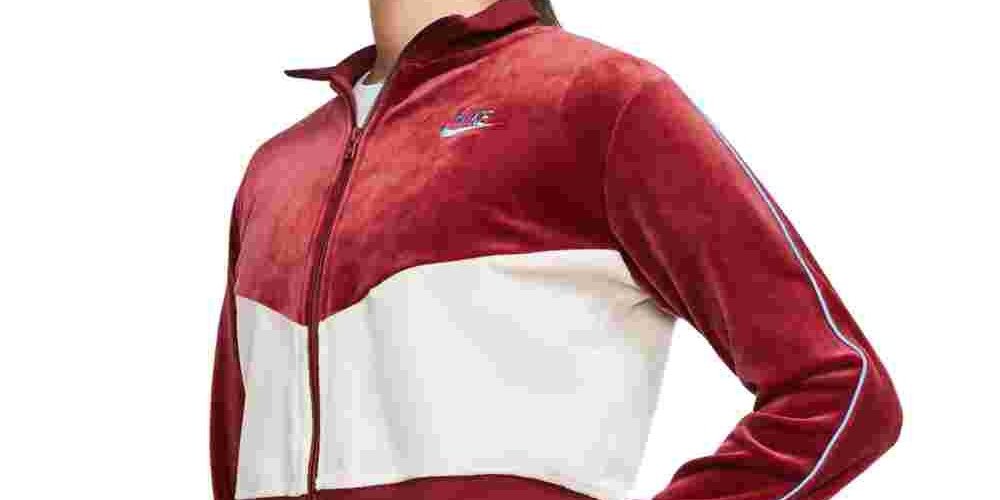 Jaqueta Nike Fitness Velour Track Feminina Vermelha - Branca Tamanho X-Grande