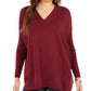 Suéter túnica feminino com decote em V, estilo &amp; co, vermelho, tamanho grande