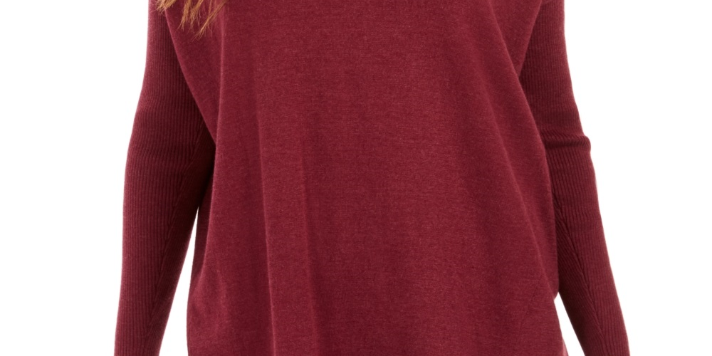 Suéter túnica feminino com decote em V, estilo &amp; co, vermelho, tamanho grande