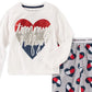 Conjunto de pijama Tommy Hilfiger para bebês meninas pequenas e grandes, 2 peças, com estampa de coração, branco, tamanho 6-7