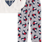 Conjunto de pijama Tommy Hilfiger para bebês meninas pequenas e grandes, 2 peças, com estampa de coração, branco, tamanho 6-7