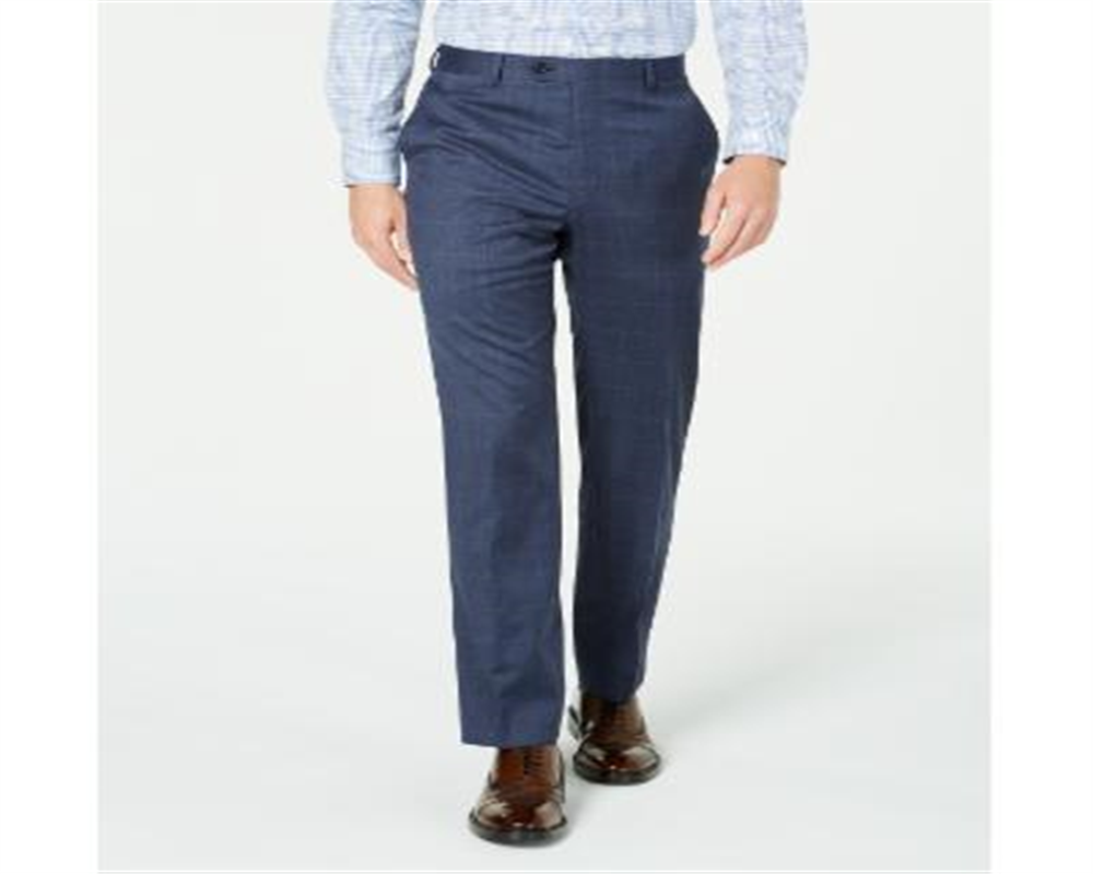 Calça social masculina Ralph Lauren de lã mista Windop, azul, tamanho 38x30