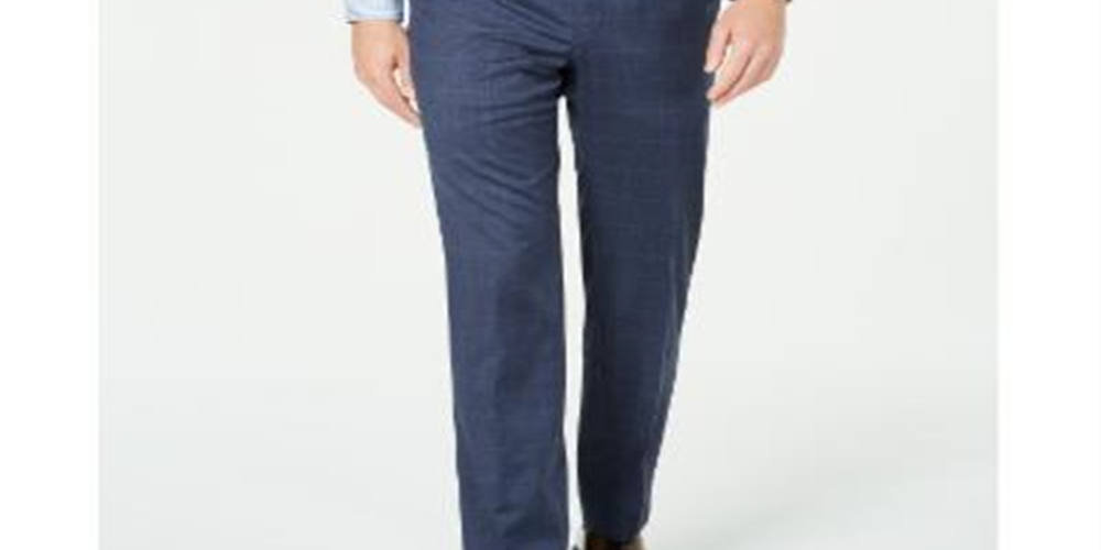 Calça social masculina Ralph Lauren de lã mista Windop, azul, tamanho 38x30