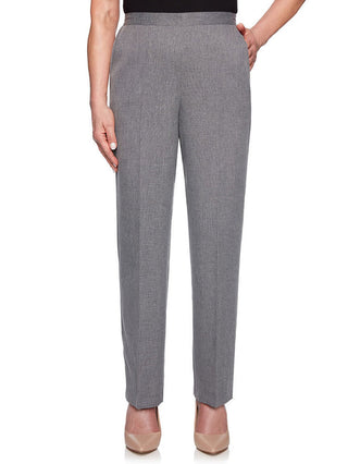 Calças femininas Alfred Dunner Boardroom proporcionais, poliéster, cinza, tamanho 10
