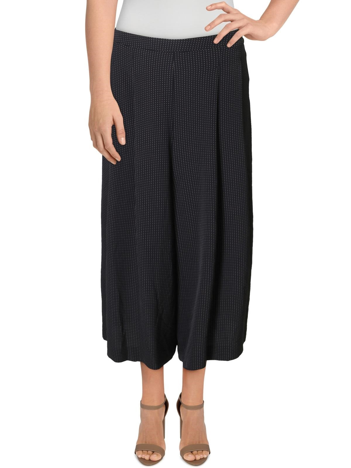 Calças culotte femininas Anne Klein com bolinhas e perna larga, cor carvão, tamanho grande