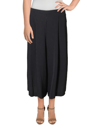 Calças culotte femininas Anne Klein com bolinhas e perna larga, cor carvão, tamanho grande