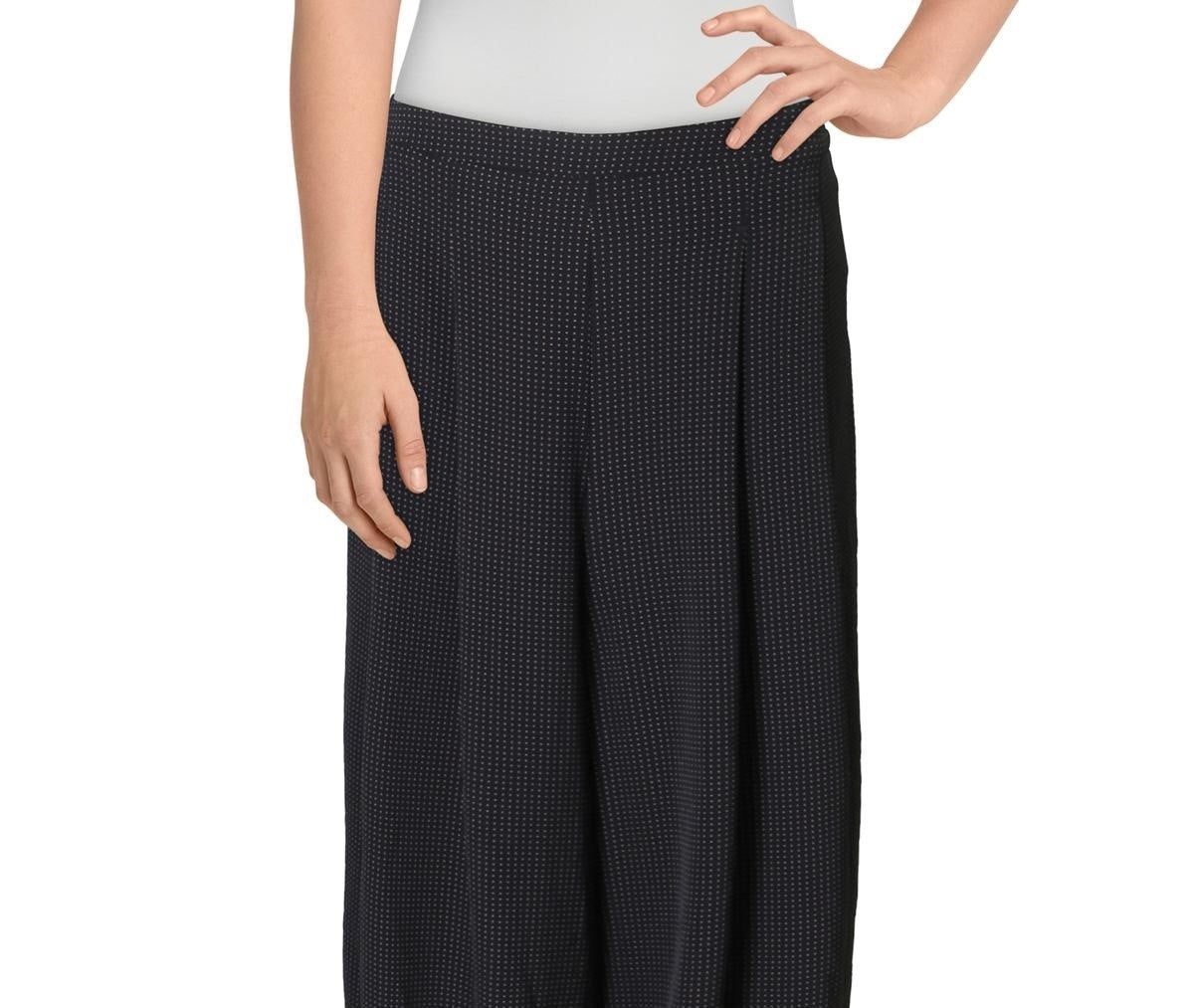 Calças culotte femininas Anne Klein com bolinhas e perna larga, cor carvão, tamanho grande