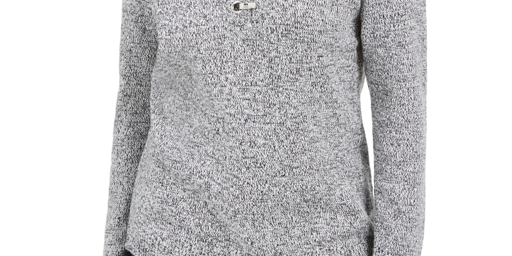 Karen Scott Suéter Henley de algodão com acabamento em ferragens feminino, tamanho natural, pequeno, grande