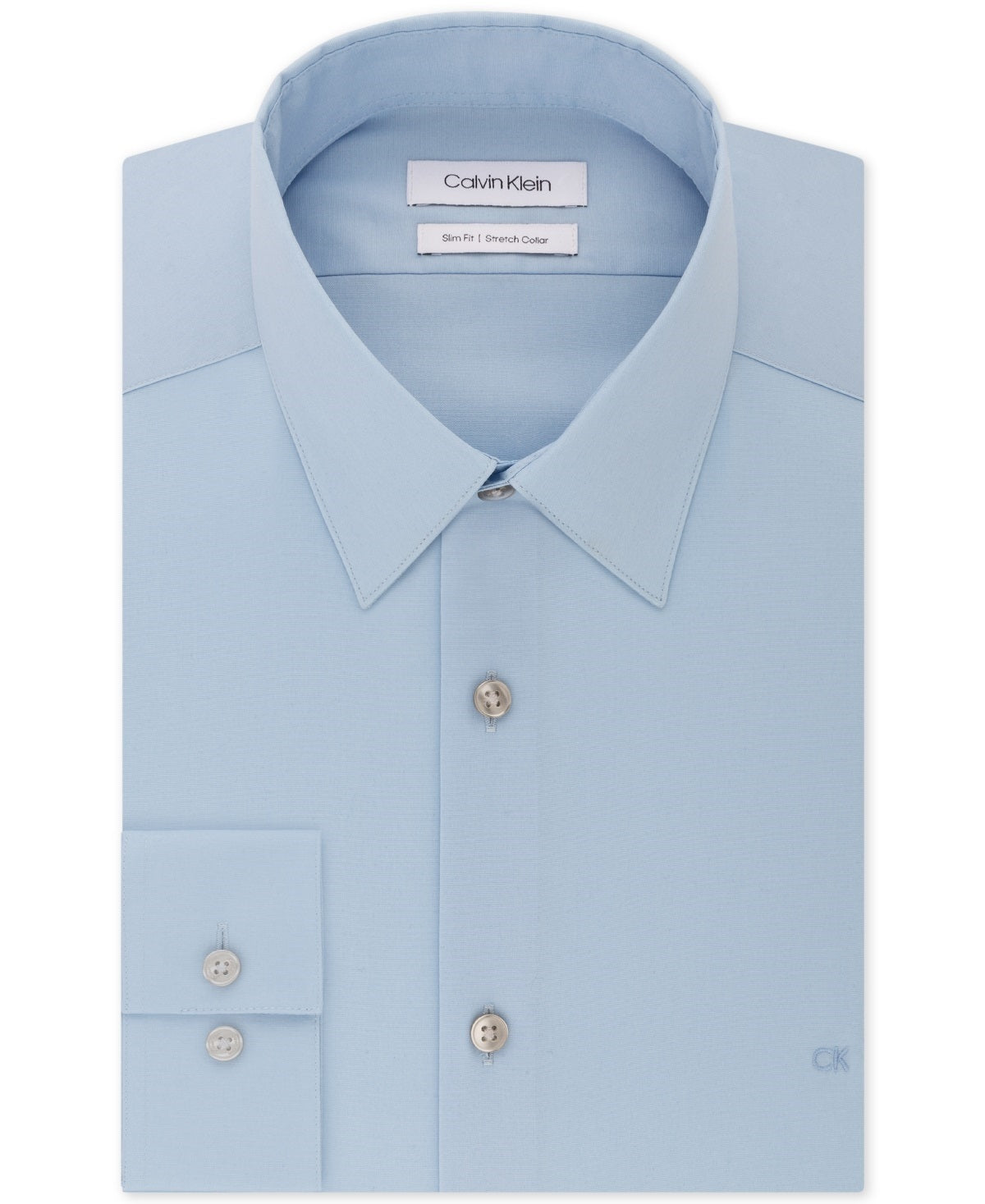Camisa social masculina Calvin Klein Slim Fit com gola flexível elástica, azul, tamanho 34-35