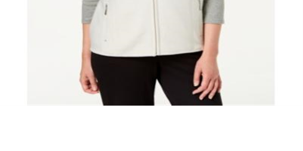 Colete feminino Karen Scott de lã com zíper frontal, tamanho casca de ovo, pequeno P