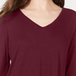 Top feminino de chiffon com decote em V e bainha estilo &amp; co, vermelho, tamanho grande