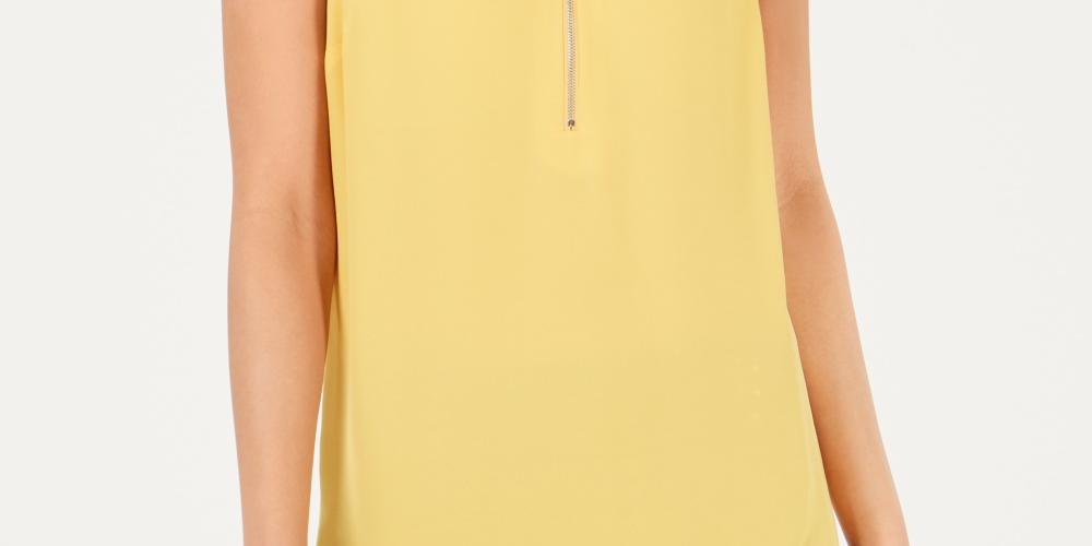 Top utilitário feminino com zíper frontal JM Collection, dourado, tamanho grande