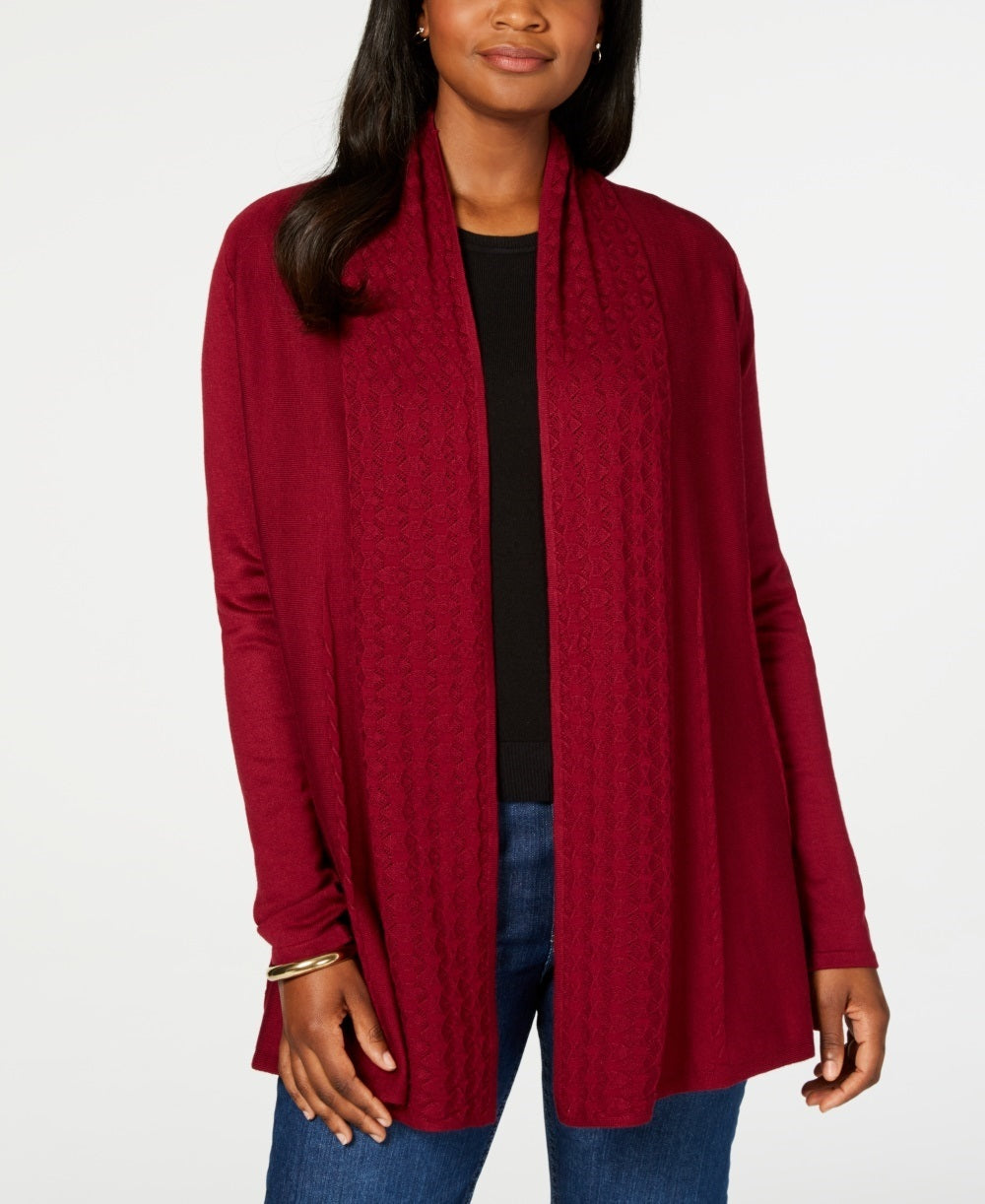 Karen Scott Cardigan Feminino Aberto na Frente Vermelho Tamanho Médio