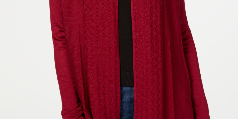 Karen Scott Cardigan Feminino Aberto na Frente Vermelho Tamanho Médio