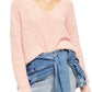 Suéter feminino Free People Finder Keepers com decote em V, laranja, tamanho X-S