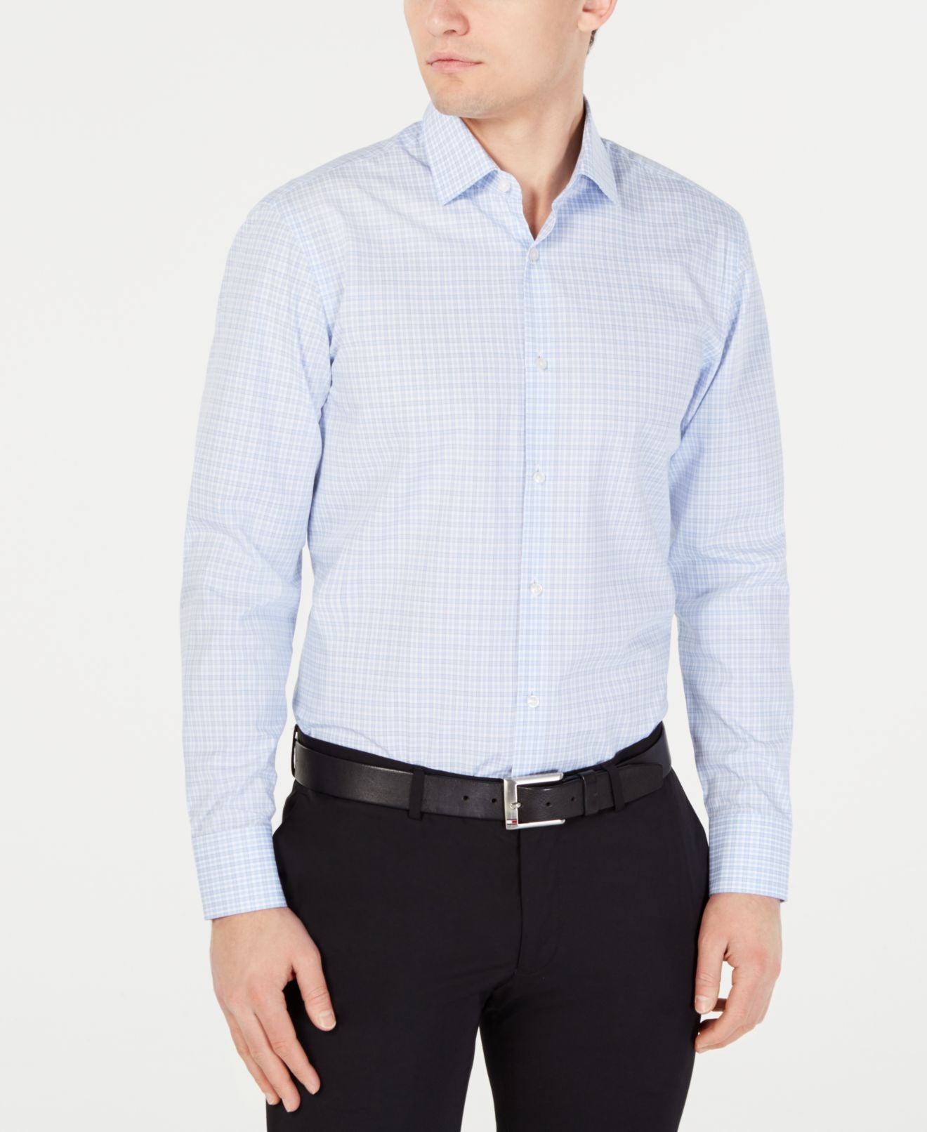 Camisa xadrez feminina Hugo Boss Mabel azul tamanho -15/5 32-33