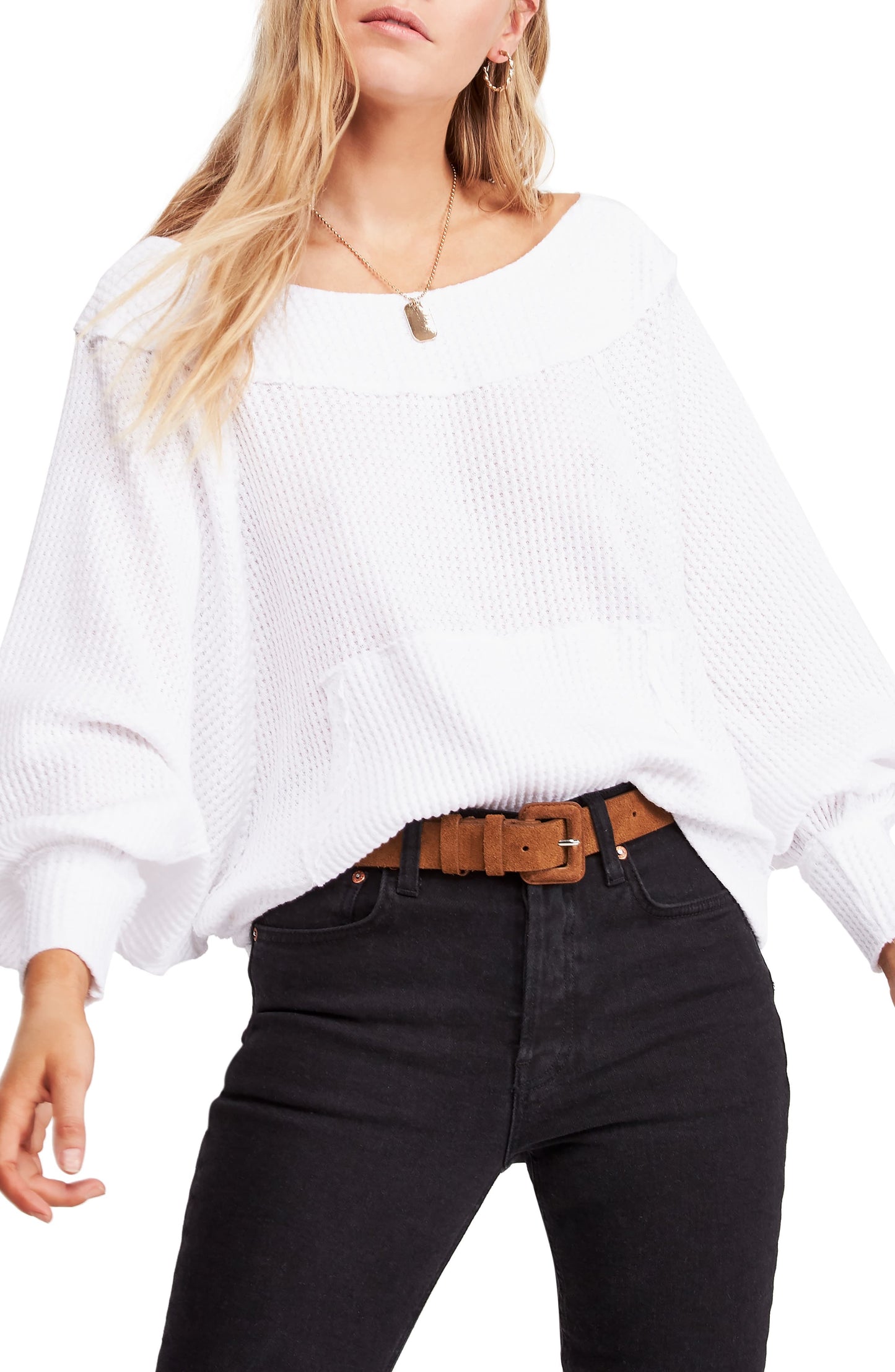 Camiseta térmica Westend feminina Free People, tamanho branco, tamanho X-S