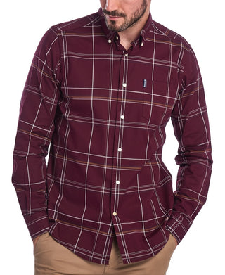 Camisa xadrez Highland masculina Barbour sob medida, tamanho pequeno, vinho