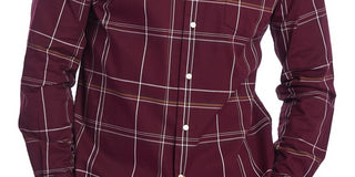 Camisa xadrez Highland masculina Barbour sob medida, tamanho pequeno, vinho