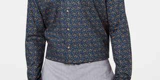 Camisa social masculina Bar III azul marinho, fácil de cuidar, gola slim fit, tamanho 16,5 x 32-33