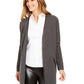 Cardigan feminino Charter Club Milano Cotton com abertura frontal, cinza, tamanho XS